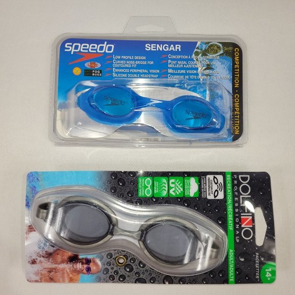 Dolfino Professional Pacesetter & Speedo Sengar Set 2 Adult Swim Goggles - Picture 1 of 1